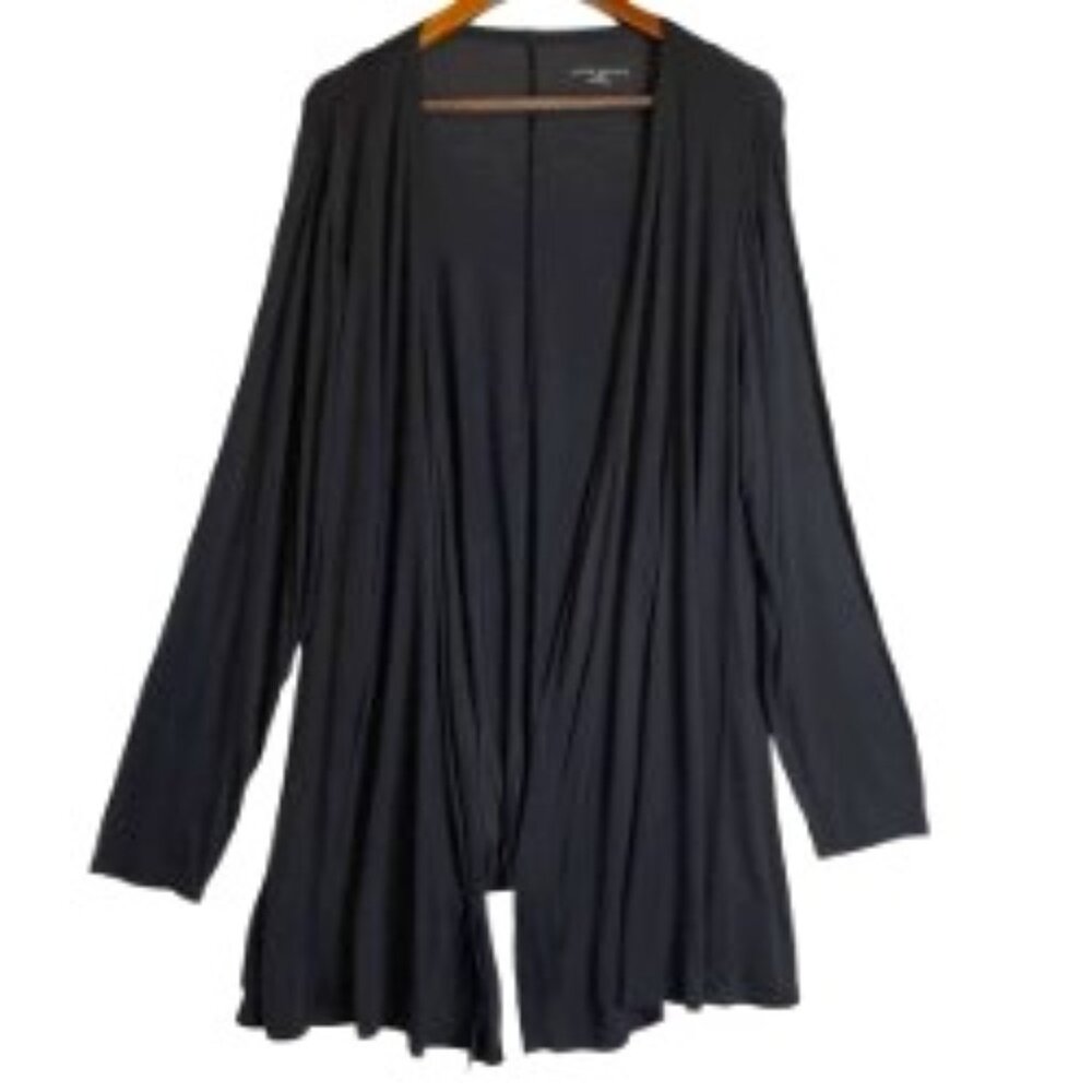 LANE BRYANT BLACK DRAPE STRETCHY HIGH LOW OPEN FRONT CARDIGAN SIZE 18/20